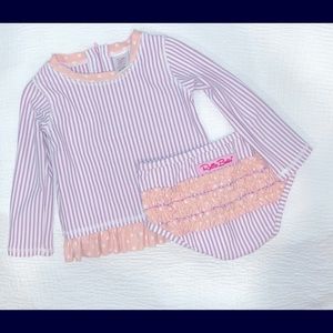 Ruffle Butts Seersucker Rash Guard Bathing Suit